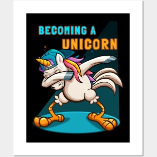 Becoming A Cute Dabbing Chicken Unicorn Gift Posters and Art